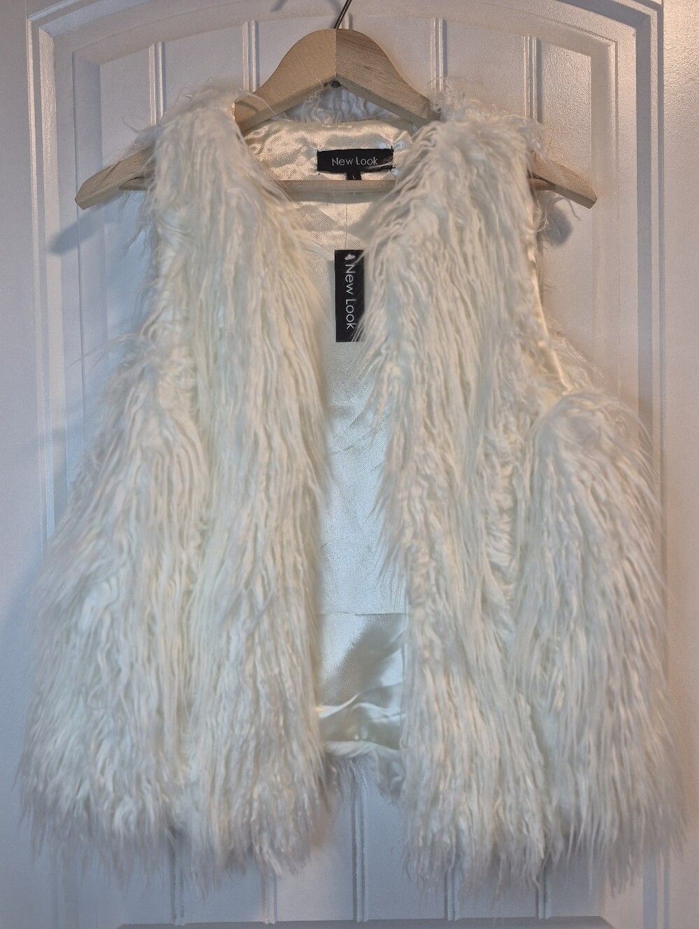Womens New Look Faux Fur Fuzzy Vest Sozw Large New With Tags